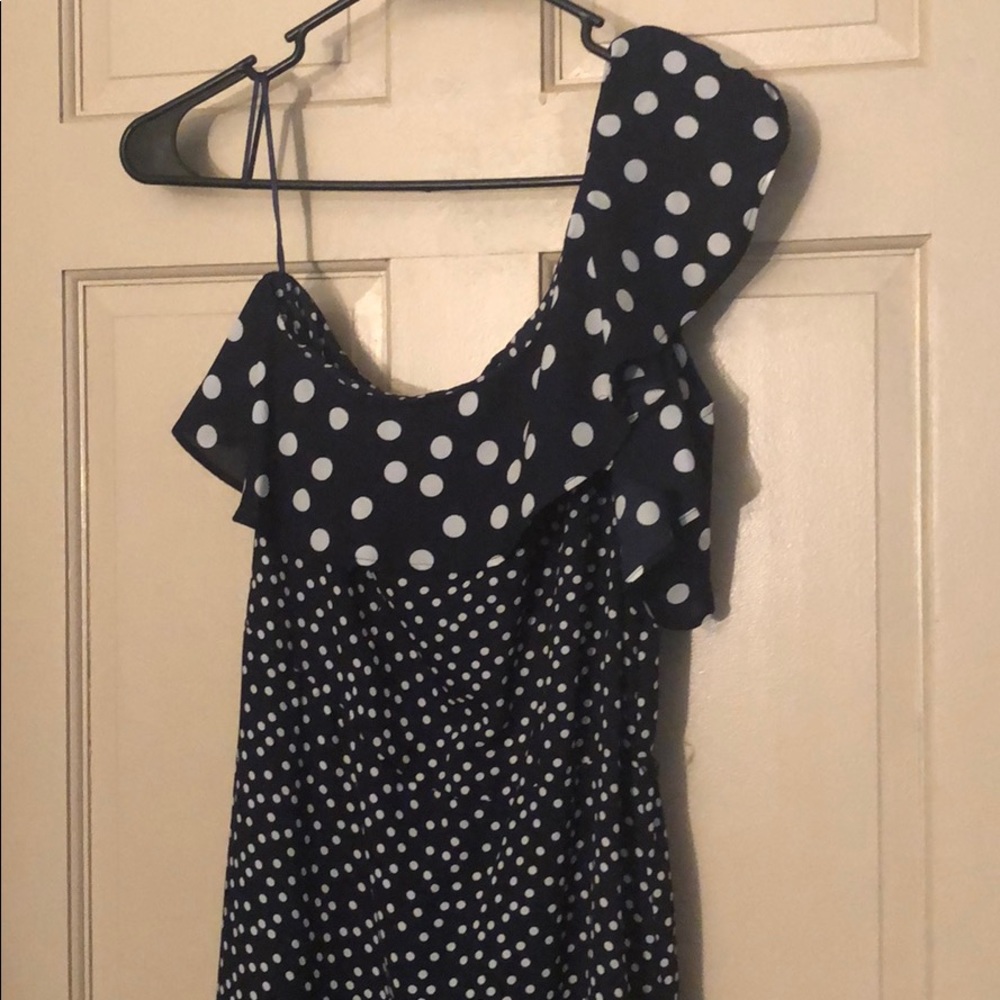 Navy polka-dot dress